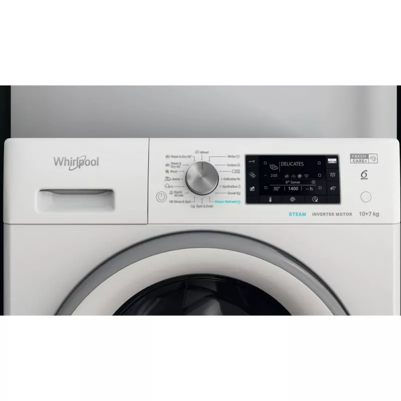 Whirlpool FFWDD 1076258 SV EE washer dryer Freestanding Front-load White