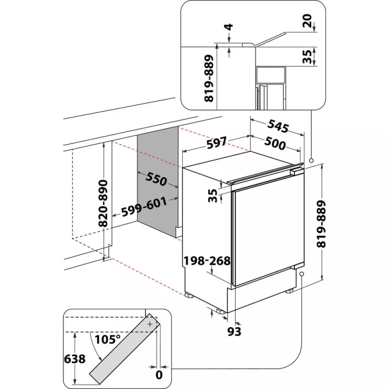Whirlpool WBUF011 combi-fridge Undercounter 126 L