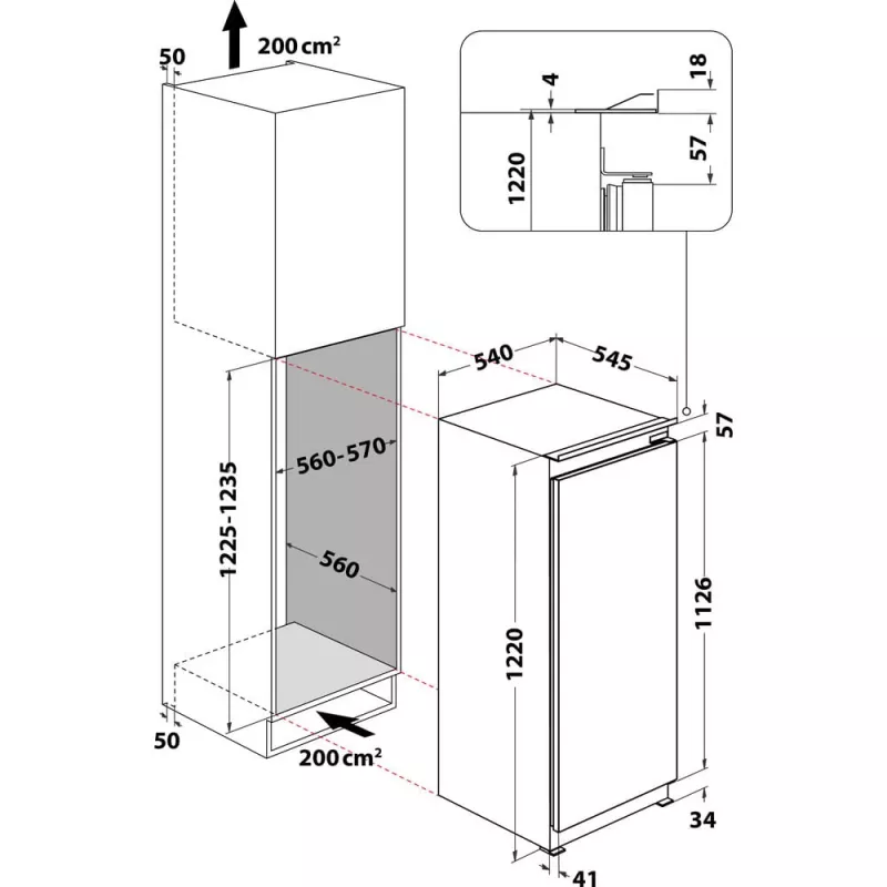 Whirlpool ARG 7342 combi-fridge Built-in 189 L White