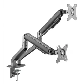 GEMBIRD Adjustable Desk Mounted Double Monitor Arm, Space Grey