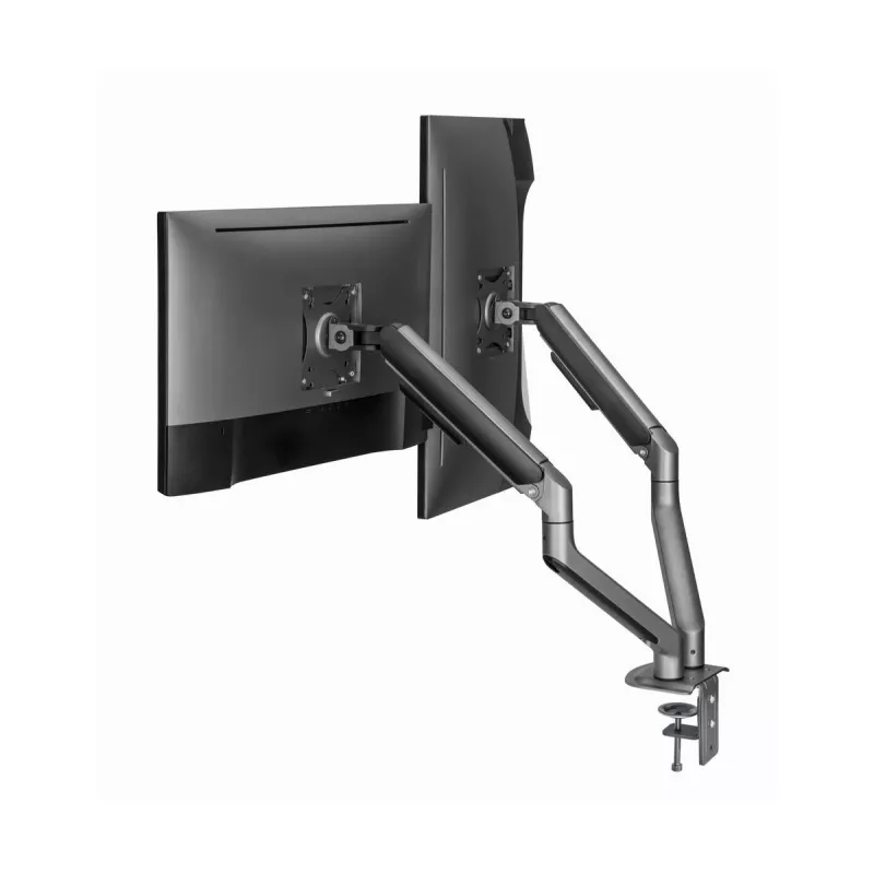 GEMBIRD Adjustable Desk Mounted Double Monitor Arm, Space Grey