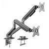 GEMBIRD Adjustable Desk Mounted Double Monitor Arm, Space Grey