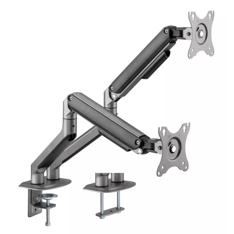GEMBIRD Adjustable Desk Mounted Double Monitor Arm, Space Grey