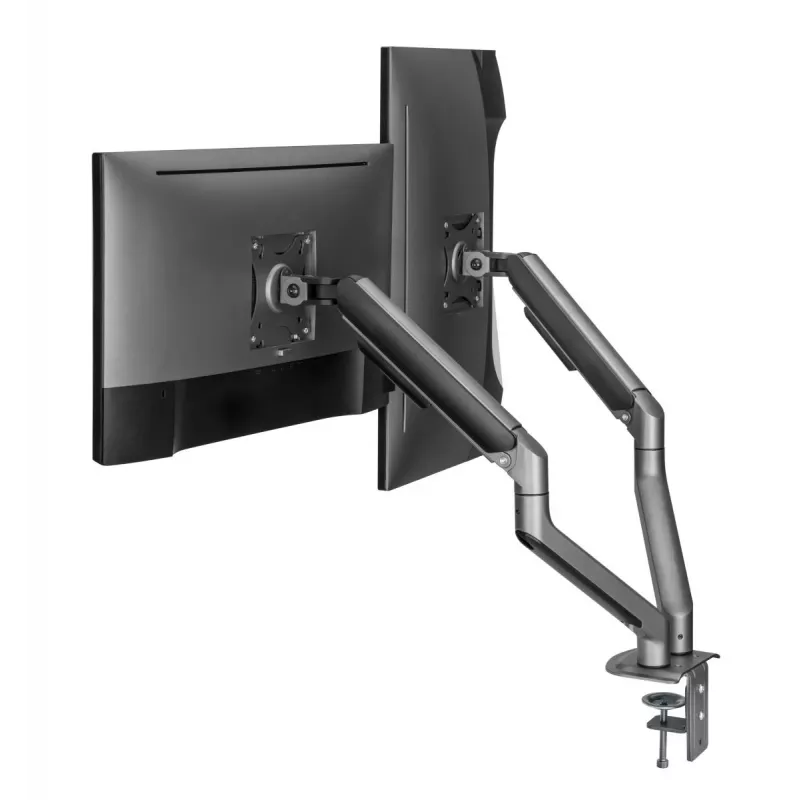 GEMBIRD Adjustable Desk Mounted Double Monitor Arm, Space Grey