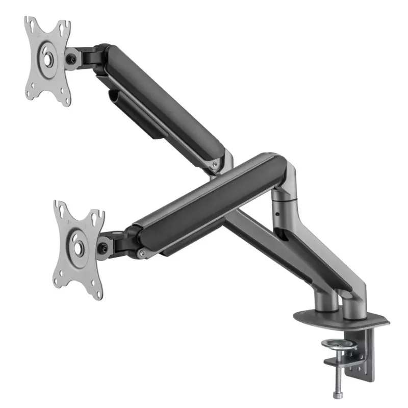 GEMBIRD Adjustable Desk Mounted Double Monitor Arm, Space Grey