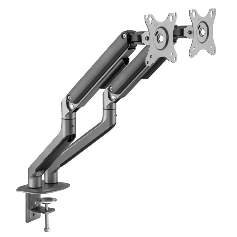 GEMBIRD Adjustable Desk Mounted Double Monitor Arm, Space Grey