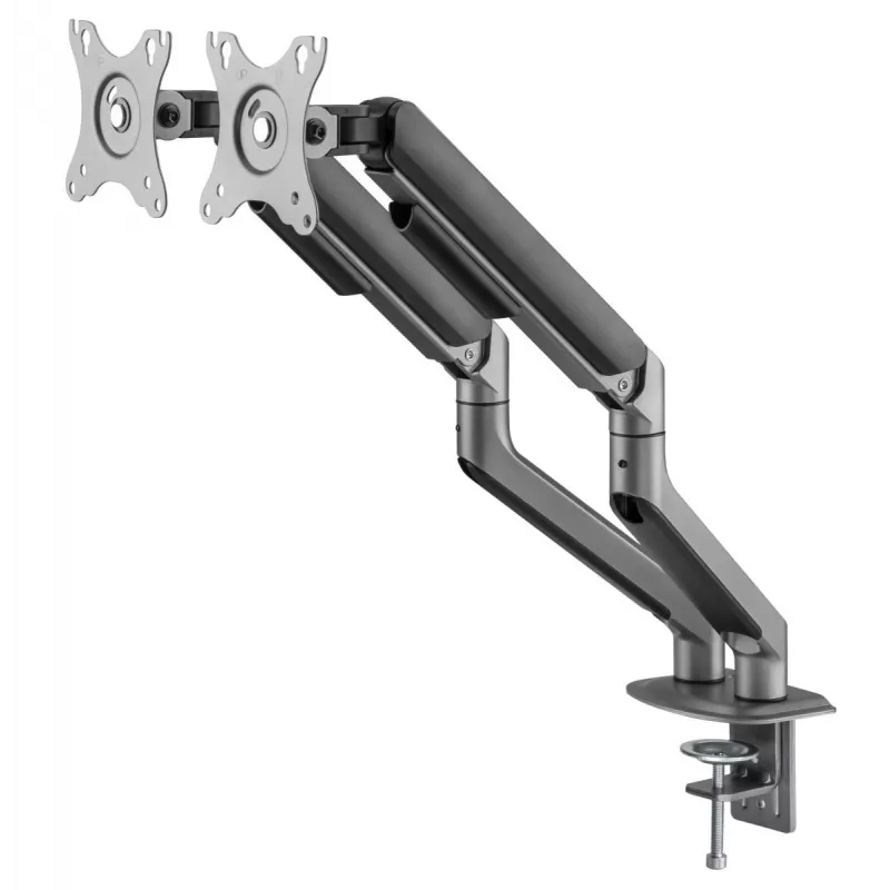 GEMBIRD Adjustable Desk Mounted Double Monitor Arm, Space Grey
