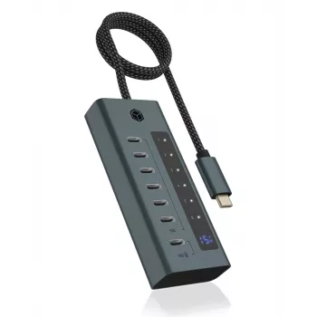 ICY BOX IB-HUB1457-C31 USB 3.2 Gen 1 (3.1 Gen 1) Type-C 10000 Mbit/s Blue, Grey