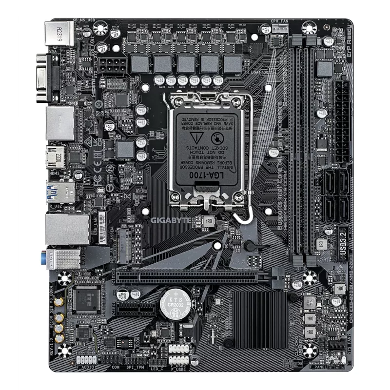 GIGABYTE H610M S2H V3 DDR4 Motherboard - Supports Intel Core 14th CPUs, 4+1+1 Hybrid Digital VRM, up to 3200MHz DDR4, 1xPCIe 3.0 M.2, GbE LAN , USB 3.2 Gen 1