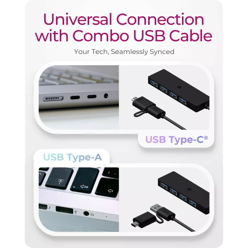 ICY BOX IB-HUB1424-C3 USB 3.2 Gen 1 (3.1 Gen 1) Type-A + Type-C 5000 Mbit/s Black