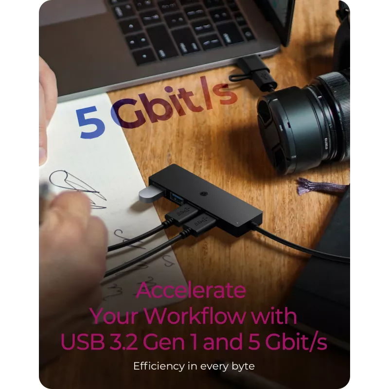 ICY BOX IB-HUB1424-C3 USB 3.2 Gen 1 (3.1 Gen 1) Type-A + Type-C 5000 Mbit/s Black