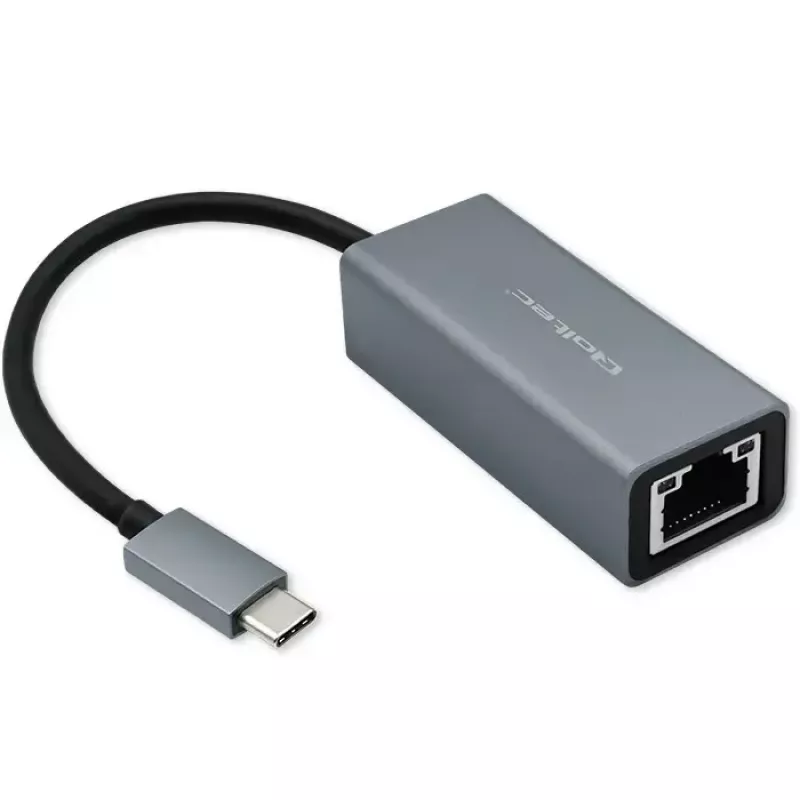 Qoltec 50352 RJ-45 Interface Card USB Type-C Female Grey