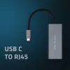 Qoltec 50352 RJ-45 Interface Card USB Type-C Female Grey