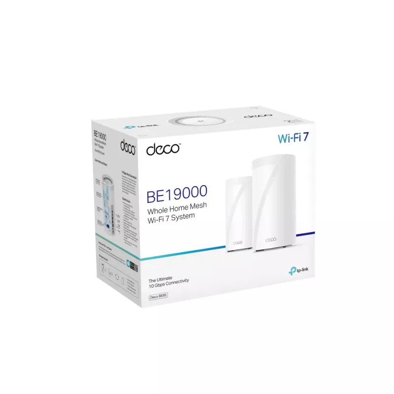 TP-Link BE19000 Whole Home Mesh Wi-Fi 7 System(Tri-Band), White, Internal, Mesh system, CE: