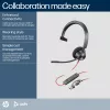 HP Poly Blackwire 3310 Monaural Microsoft Teams Certified USB-C Headset +USB-C/A Adapter