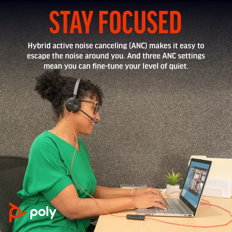 HP Poly Blackwire 8225 Stereo USB-C Headset +USB-C/A Adapter