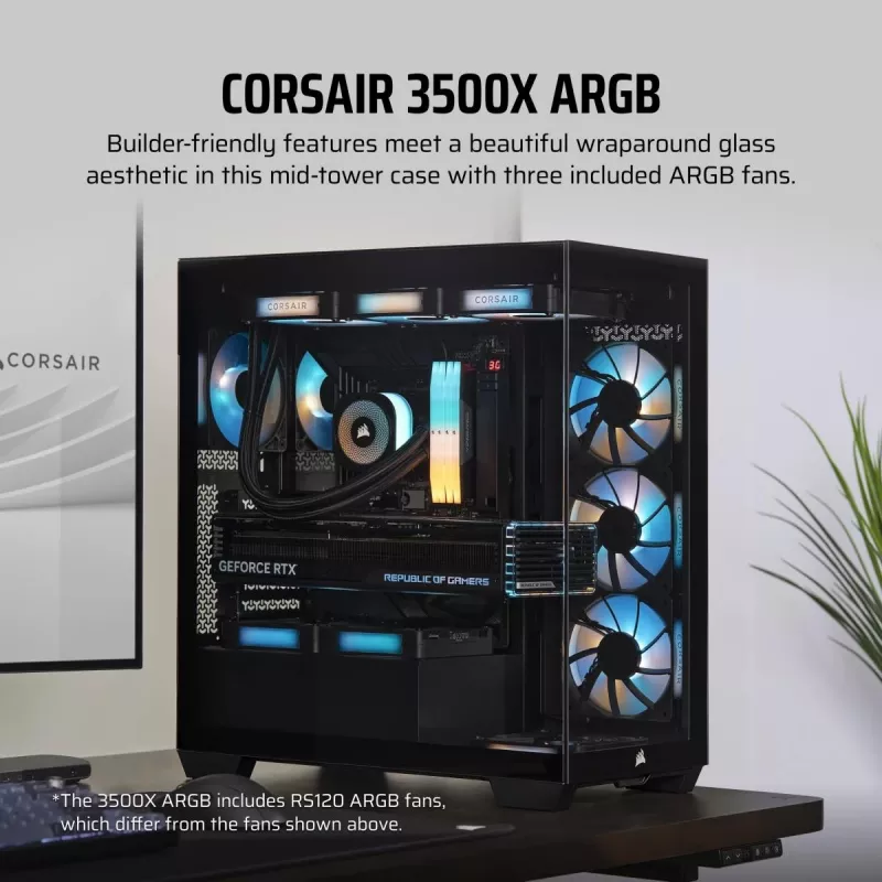 CORSAIR Pc Case - 3500x ArGB Mid-tower
