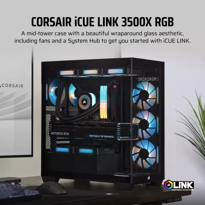 CORSAIR Pc Case - Icue Link 3500x RGB Mid-tower