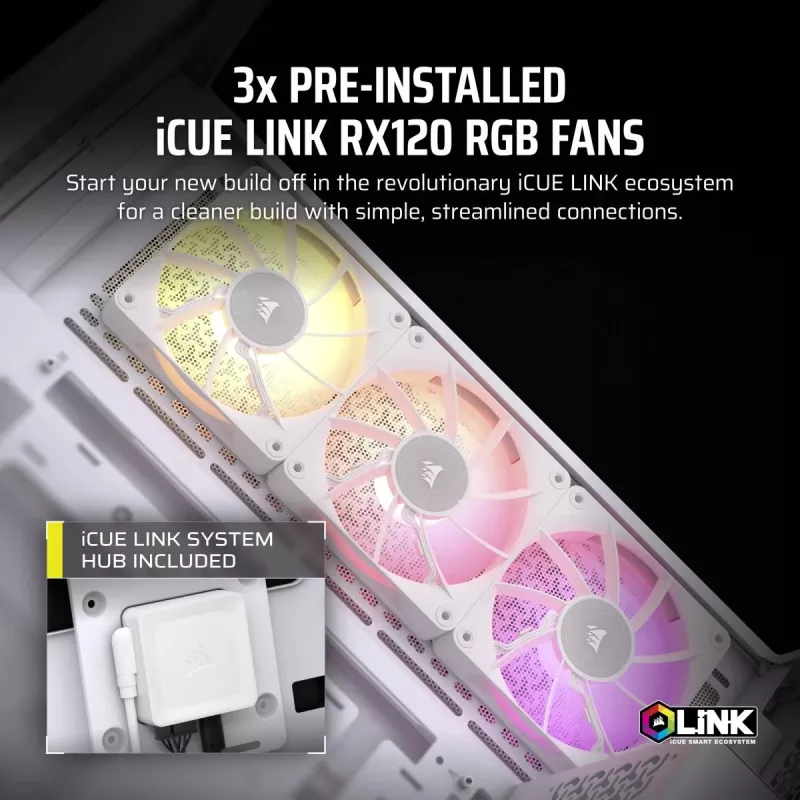 CORSAIR Pc Case - Icue Link 3500x RGB Mid-tower - White
