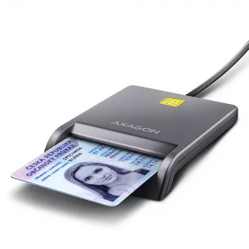 Axagon CRE-SM3T USB-A Smart / ID card Flat Reader, USB 2.0, 1.3 m, Black, 56 g