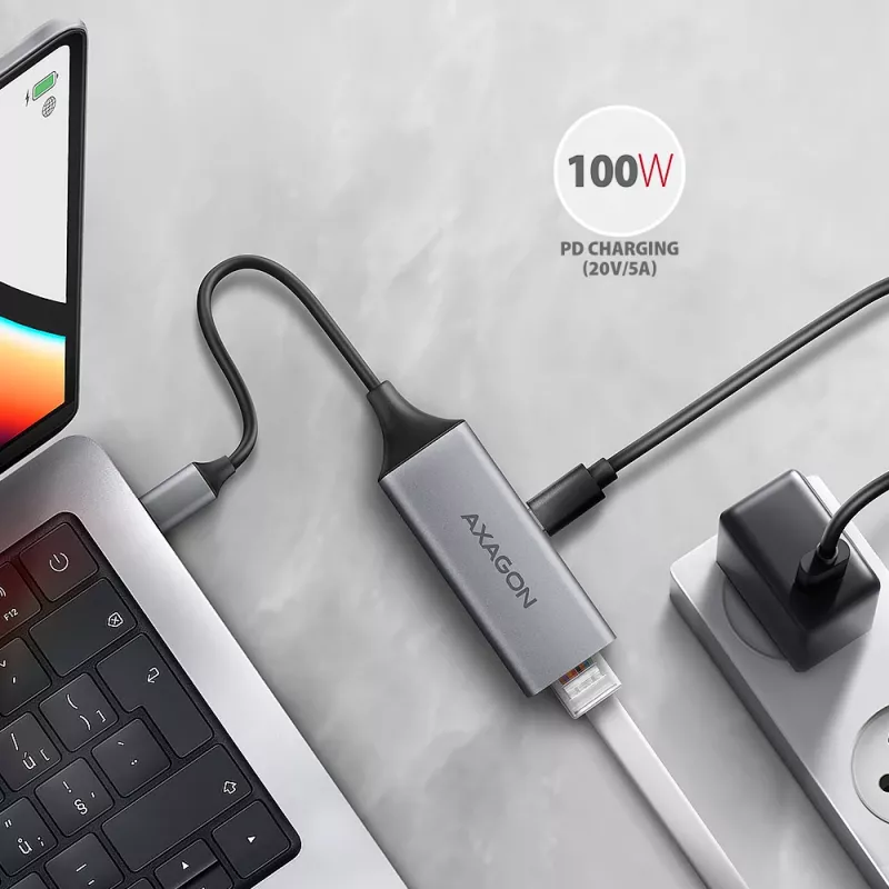 Axagon ADE-TXPD USB-C Gigabit Ethernet Adapter with PD 100W