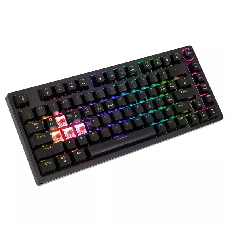 Gaming Keyboard Savio SAVGK-PHENIX YELLOW USB RF Wireless Bluetooth Mechanical 82 Keys RGB
