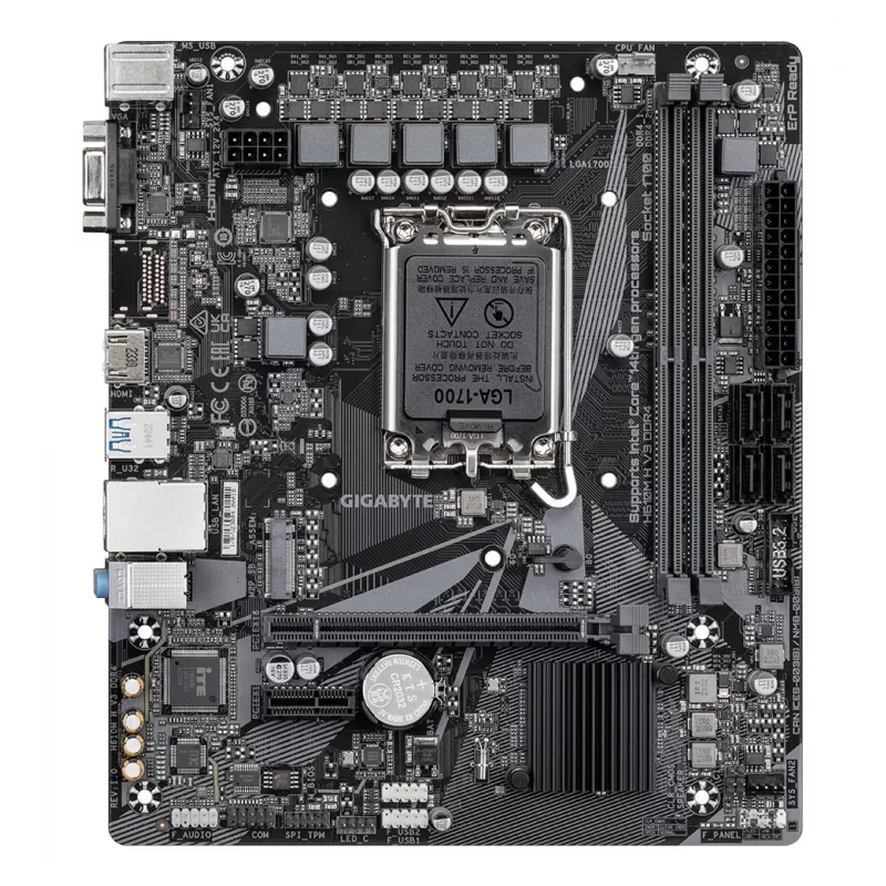 GIGABYTE H610M H V3 DDR4 Motherboard - Supports Intel Core 14th CPUs, 4+1+1 Hybrid Phases Digital VRM, up to 3200MHz DDR4, 1xPCIe 3.0 M.2, GbE LAN, USB 3.2 Gen 1