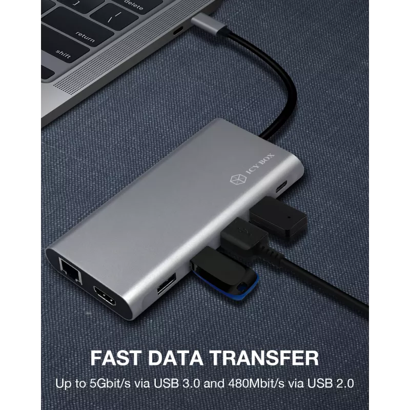 ICY BOX IB-DK4050-CPD Wired USB 3.2 Gen 1 (3.1 Gen 1) Type-C Anthracite