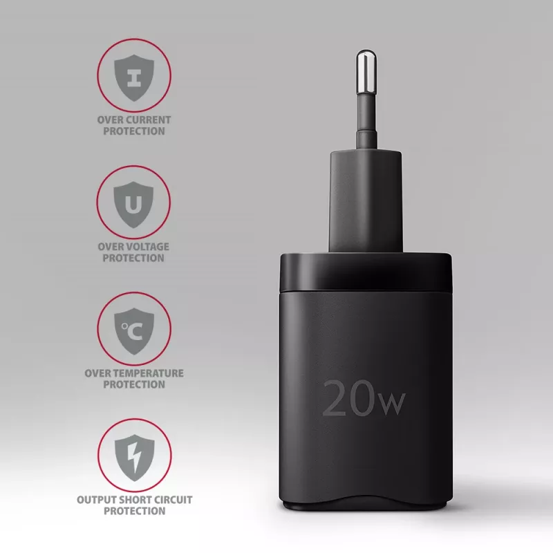 Wall Charger Axagon ACU-PD20 1x QC3.0/AFC/FCP/PD Type-C 20W Black