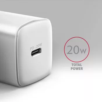 Axagon ACU-PD20W wall charger 1x QC3.0/AFC/FCP/PD type-C 20W white Mobile phone, Smartphone, Smartwatch, Tablet, Universal, Watch AC Fast charging Indoor