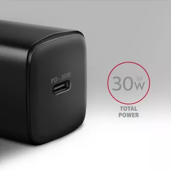 Axagon ACU-PD30 PD3.0 & QC4+ 1x OUTPUT wall charger 30W, Indoor, AC, Black