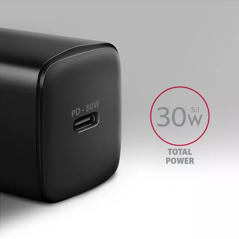Axagon ACU-PD30 PD3.0 & QC4+ 1x OUTPUT wall charger 30W, Indoor, AC, Black