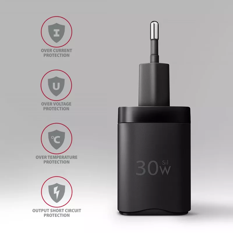 Axagon ACU-PD30 PD3.0 & QC4+ 1x OUTPUT wall charger 30W, Indoor, AC, Black