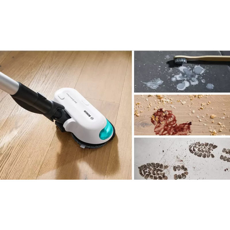 Bosch Unlimited 7 ProHygienic Aqua BCS71HYG1 cordless 2-in-1 stick vacuum and mop, 18V, HEPA, bagless, 0.3 L, White