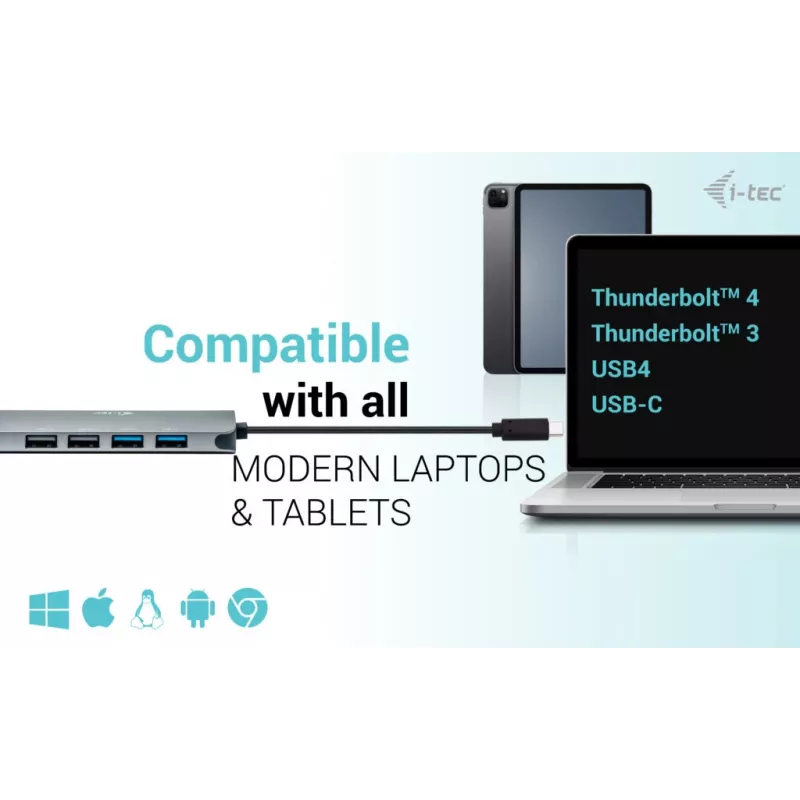 i-tec Metal USB-C Nano 2x Display Docking Station with PD 100 W + Charger 100W