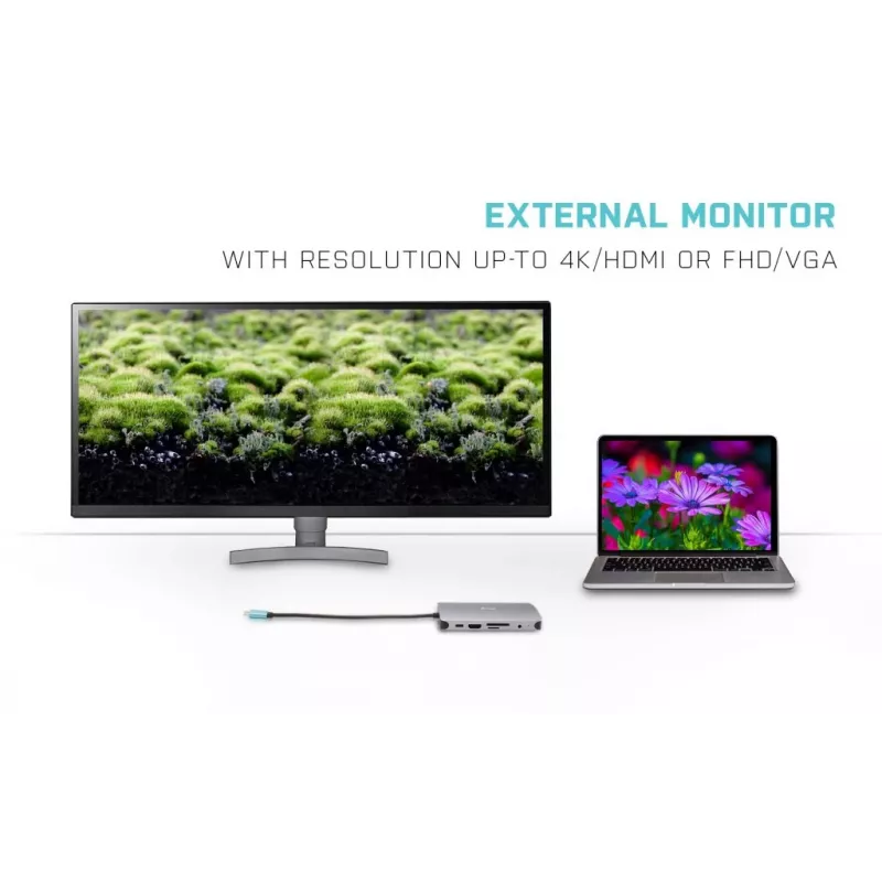 i-tec Metal USB-C Nano Dock HDMI/VGA with LAN + Charger 100W