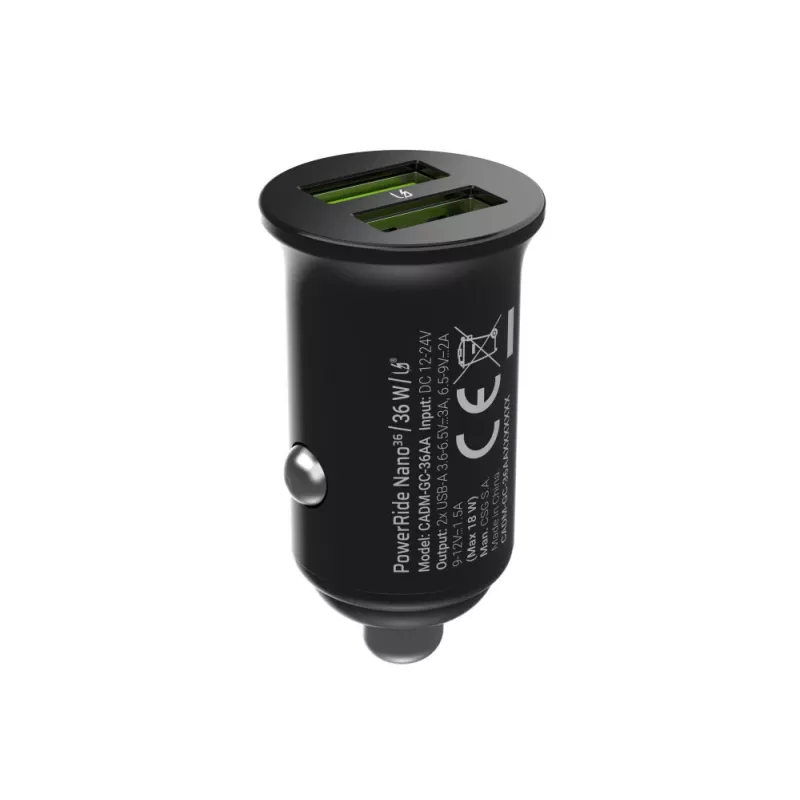 Car/Indoor Charger Green Cell CADM-GC-36AA 36W 2x USB-A Black for 3.6–12V power source