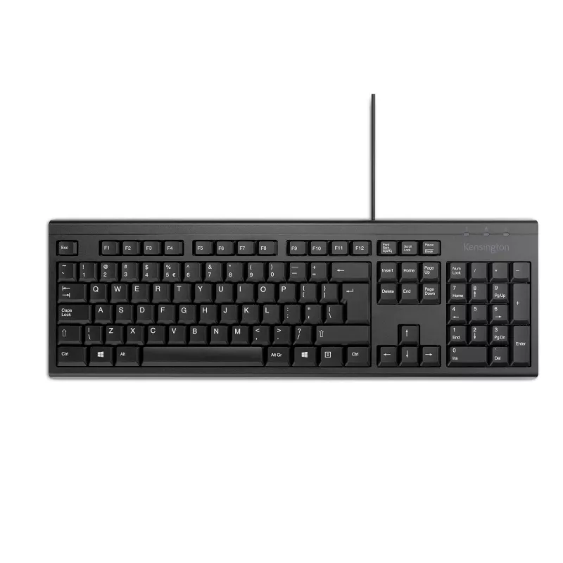 Kensington K63727WW, Full-size (100%), Wired, USB, Membrane, QWERTY, Black