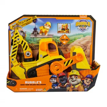 Rubble & Crew , Bark Yard Deluxe Bulldozer Construction Truck Toy with Lights, Sounds & Rubble Action Figure, Kids Toys for Boys & Girls Ages 3+