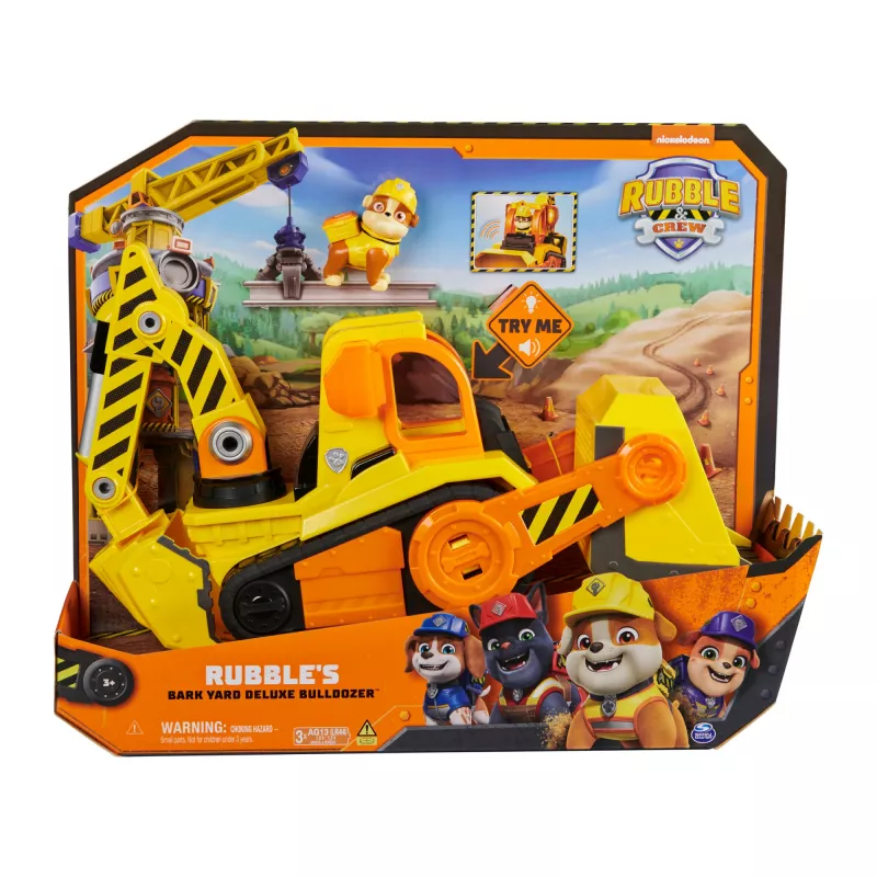 Rubble & Crew , Bark Yard Deluxe Bulldozer Construction Truck Toy with Lights, Sounds & Rubble Action Figure, Kids Toys for Boys & Girls Ages 3+
