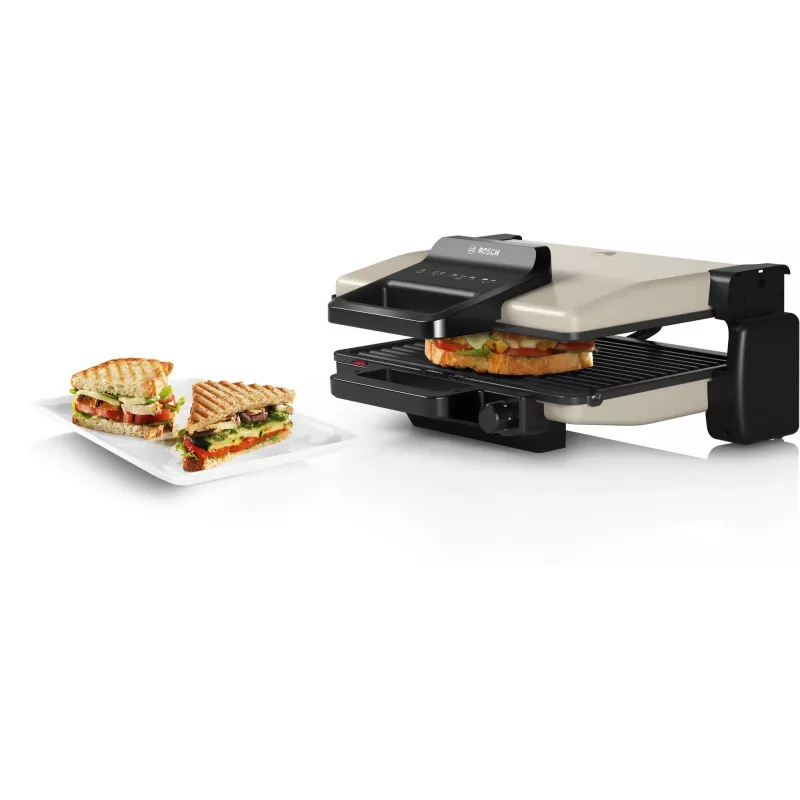 Contact grill Bosch TCG3302 2000W with 310x220 mm ceramic plates, adjustable thermostat, removable dishwasher-safe plates