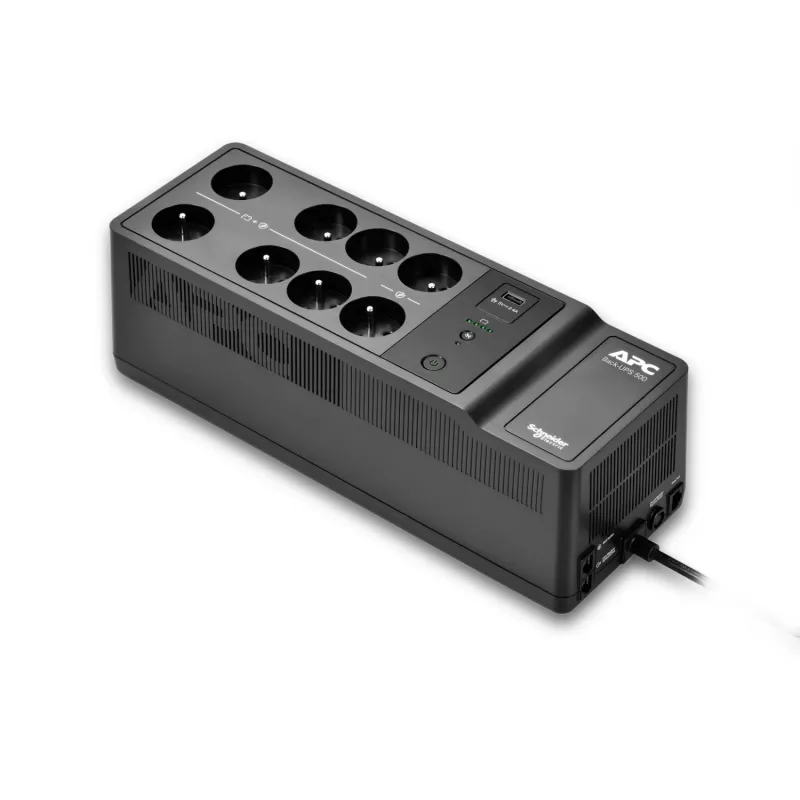 APC Back-UPS, 500VA/300W Floor/Wall Mount, 230V, 8x French/Belgian outlets, USB Type A Port, User Replaceable Battery