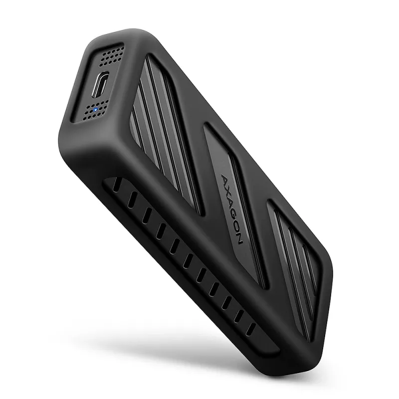 Axagon EEM2-20G USB-C 20Gbps - M.2 NVMe SSD ARMORED box, SSD enclosure, M.2, M.2, NVMe-oF, PCI Express, 20 Gbit/s, USB connectivity, Black