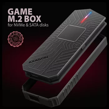 Axagon EEM2-GAM External USB-C 10Gbps metal box for M.2 NVMe & SATA SSD disks. Screwless