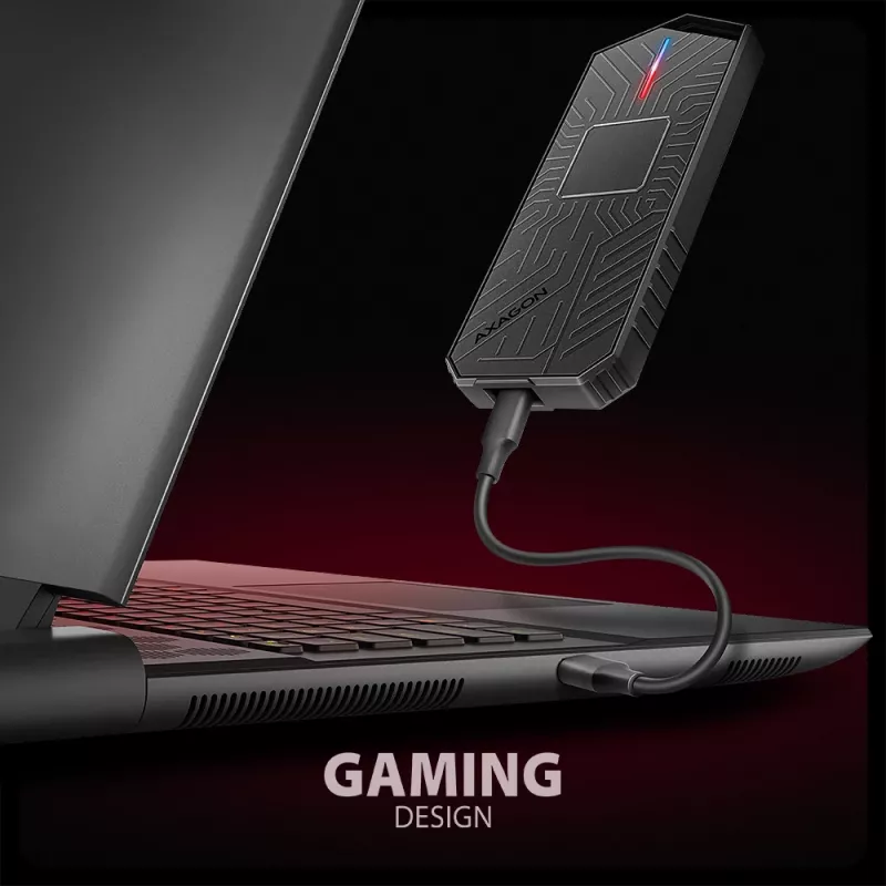 Axagon EEM2-GAM External USB-C 10Gbps metal box for M.2 NVMe & SATA SSD disks. Screwless