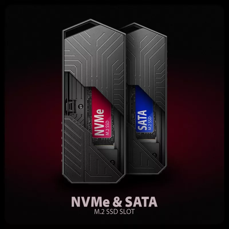 Axagon EEM2-GAM External USB-C 10Gbps metal box for M.2 NVMe & SATA SSD disks. Screwless