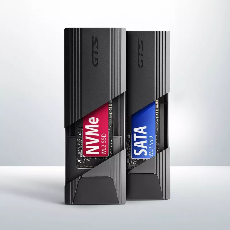 Axagon EEM2-GTS2 External USB-C 10Gbps metal box for M.2 NVMe & SATA SSD disks. Screwless