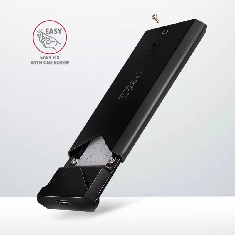 Axagon EEM2-UB2 External USB-C 10Gbps metal box for M.2 NVMe SSD disks. Black