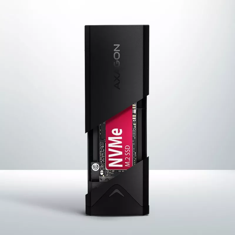 Axagon EEM2-UB2 External USB-C 10Gbps metal box for M.2 NVMe SSD disks. Black