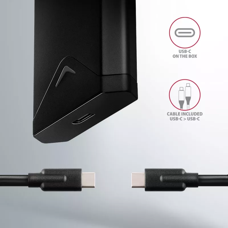 Axagon EEM2-UB2 External USB-C 10Gbps metal box for M.2 NVMe SSD disks. Black